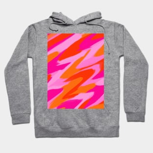 Pink and Orange Abstract Marble Effect Wavy Hoodie